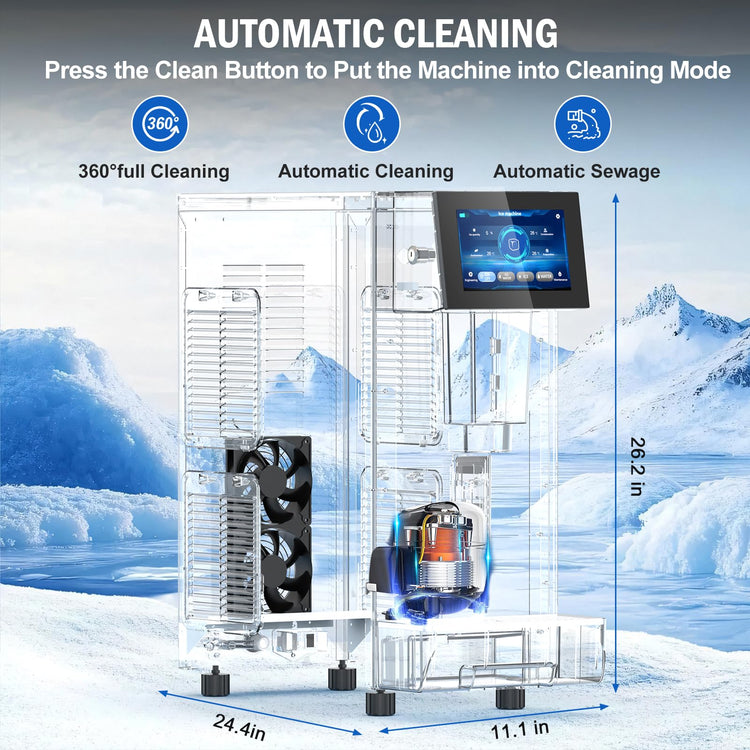 100 lbs Countertop Nugget Ice Maker Commercial with Water Dispenser