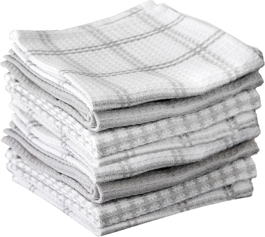 T-fal Premium Waffle Dish Cloths: Highly Absorbent, Super Soft Long Lasting - 100% Cotton, 12"x13" Towel for Cleaning & Drying, (8-Pack), Gray - Nestoria