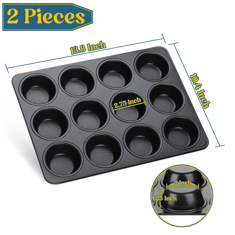 Nonstick Muffin Pan 12 Cups Set of 2 (2 Count)