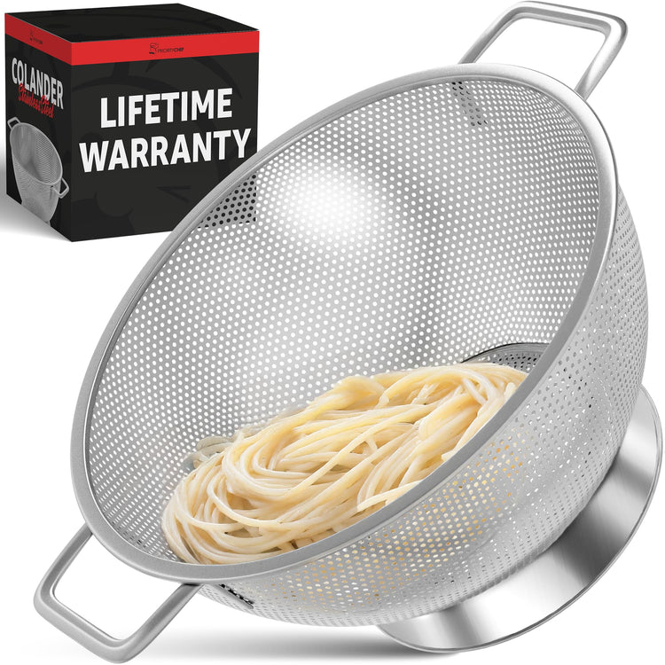 PriorityChef Premium 5Qrt Stainless Steel Colander for Kitchen