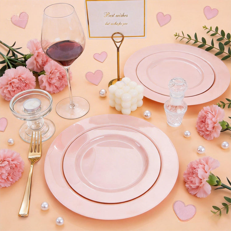 60PCS Pink Plastic Plates (60 Count)