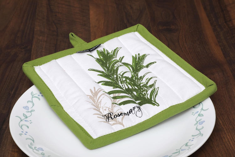 AMOUR INFINI Pot Holders Heat Resistant Cotton Set of 3 Nonslip 8"x8" Inch Hot Pads for Kitchen, BBQ, Baking & Cooking with Hanging Loops (Herb Garden)