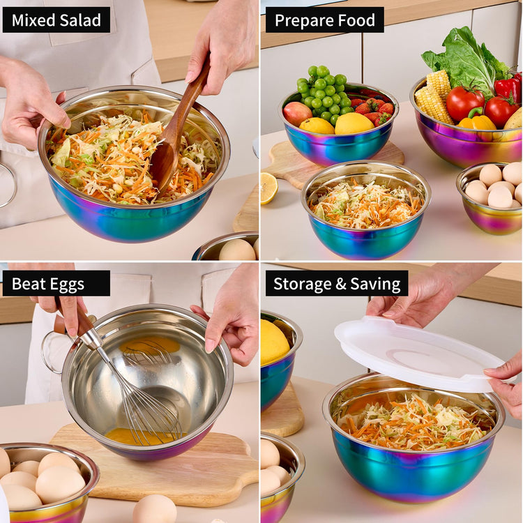 Rainbow Mixing Bowls with Lids Set of 7