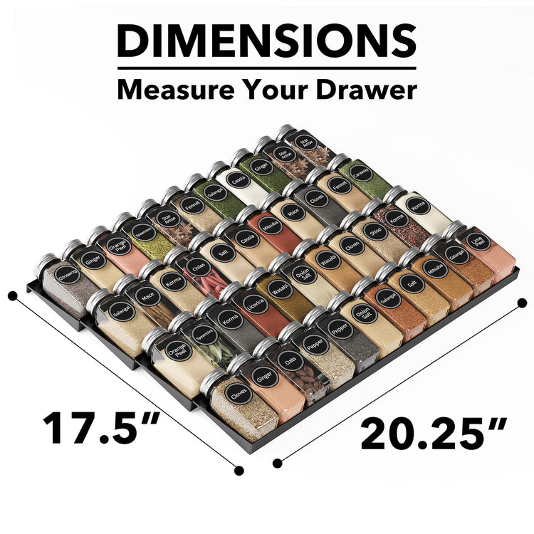 Spice Drawer Organizer with 44 Spice Jars