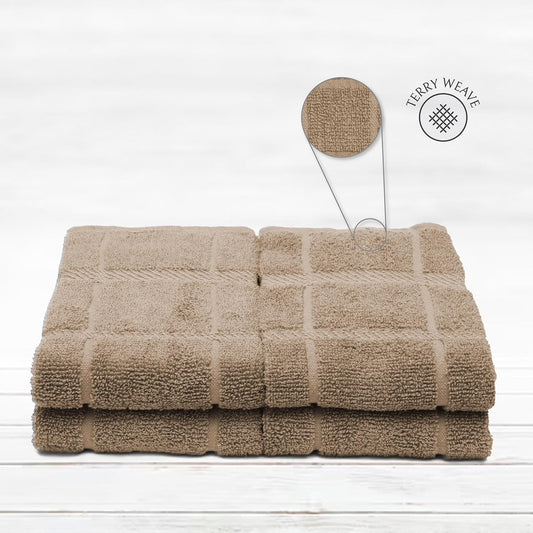 100% Cotton Terry Dish Towels, 4 Pack Plain, 16 x26 Inches, Super Soft and Absorbent Kitchen Towels, Perfect for Kitchen Cleaning and Dish Washing | Tan - Nestoria