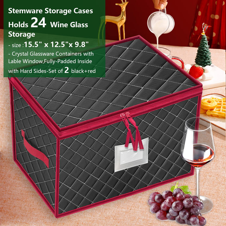 Christmas Stemware Storage Cases with Dividers (2 Count)