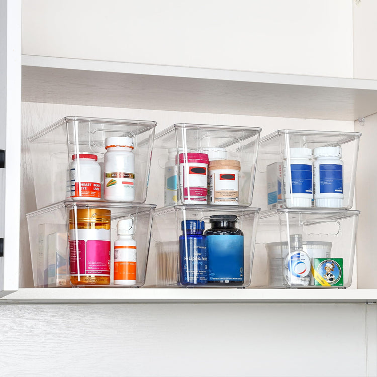 1 Pack Clear Stackable Storage Bins with Lids and Handles