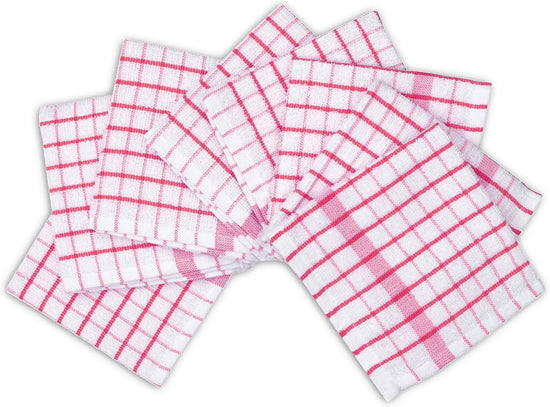AMOUR INFINI Kitchen Dish Cloths Set of 8 - Ultra Soft, Highly Absorbent, Quick-Drying Terry Cotton Dishcloths 12"x12" Inch Wash & Cleaning Cloths for Kitchen & Dishwashing (Pink) - Nestoria