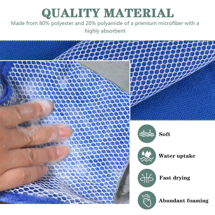 Absorbent Microfiber Dish Cloths for Washing Dishes Best Kitchen Cloths Cleaning Cloths with Poly Scour Side 7.87Inchx7.87Inch 10 Pack Dark Blue (10 Count)