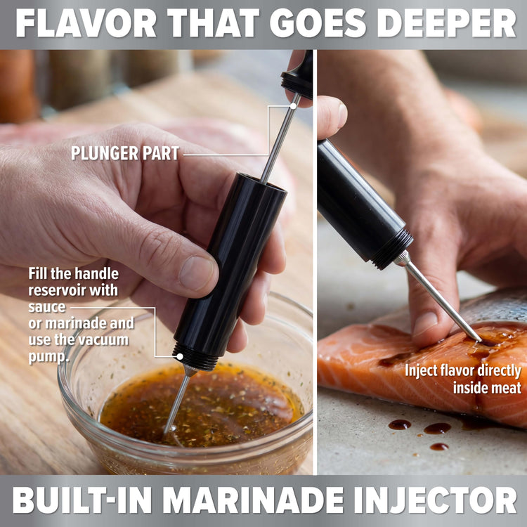 3-in-1 Barbecue Chain-Link Basting Mop, Built-in Injector