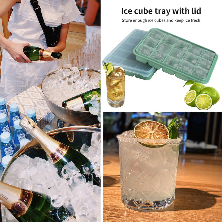Silicone Ice Cube Trays with lidSet of 3 (3 Count)
