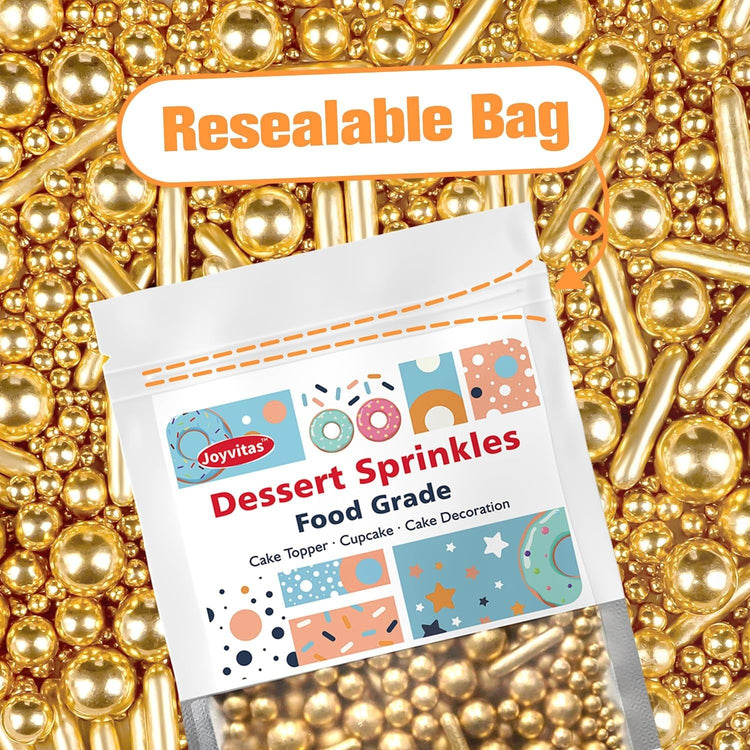 Gold Pearl Rods Sprinkles for Cake Decorating (5.29 Ounce)