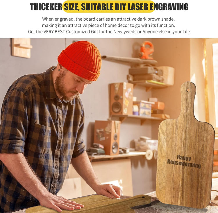 Lounsweer 6 Pcs Thicken Cutting Board Bulk Wood Board for Chopping Serving Charcuterie Material for Laser Engraving Mother' Day Wedding Housewarming Gift