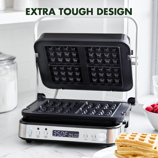 GreenPan Healthy Ceramic Nonstick Reversible Waffle Plates for 6-in-1 Contact Grill and Griddle, Dishwasher Safe, PFAS-Free - Nestoria
