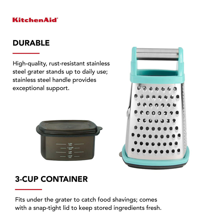 Gourmet 4 Sided Stainless Steel Box Grater for Fine