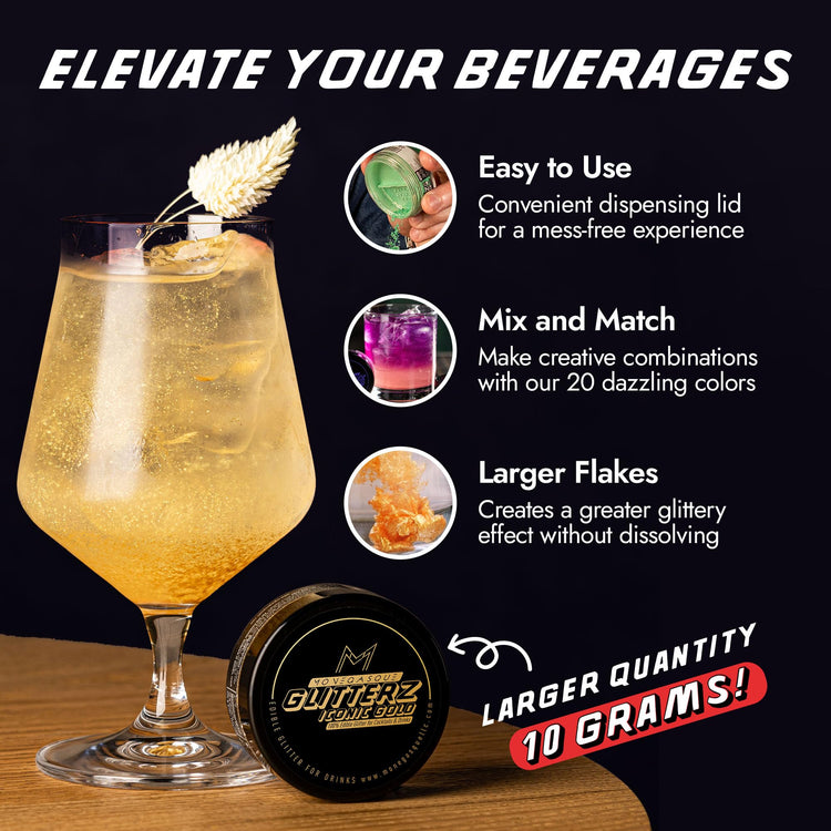 Iconic Gold Edible Glitter for Drinks & Cakes