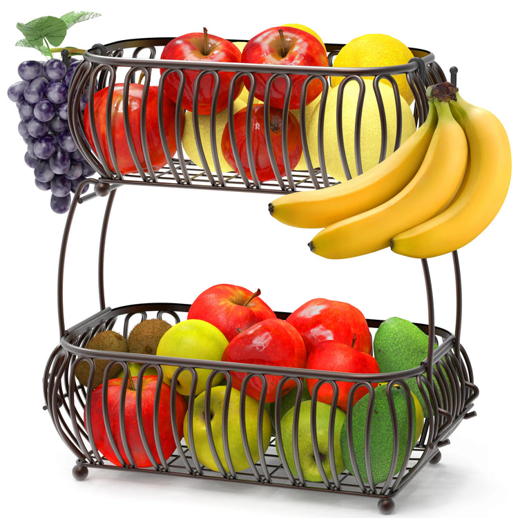 2 Tier Countertop Oblate Fruit Basket Holder (24 Count)