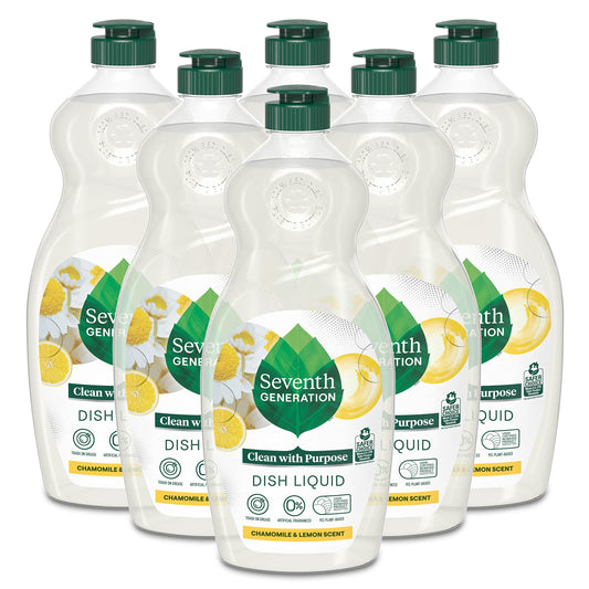 Dish Soap Liquid Chamomile & Lemon Scent Pack of 6 Dishwashing Soap Dish Detergent Liquid Soap 19 oz (114 Fl Oz)