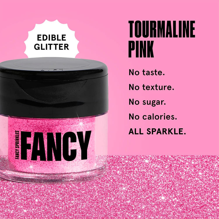 Fancy Sprinkles Tourmaline Pink Premium Edible Glitter, 100% Edible Glitter for Sparkling Food & Drinks No Taste or Texture (4gm)