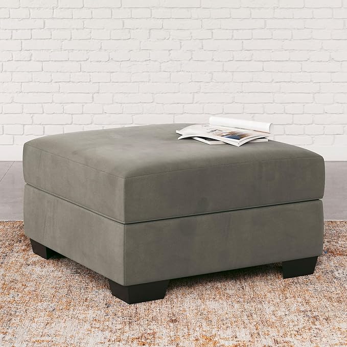 Signature Design by Ashley Darcy Casual Plush Square Accent Ottoman, Grayish Brown