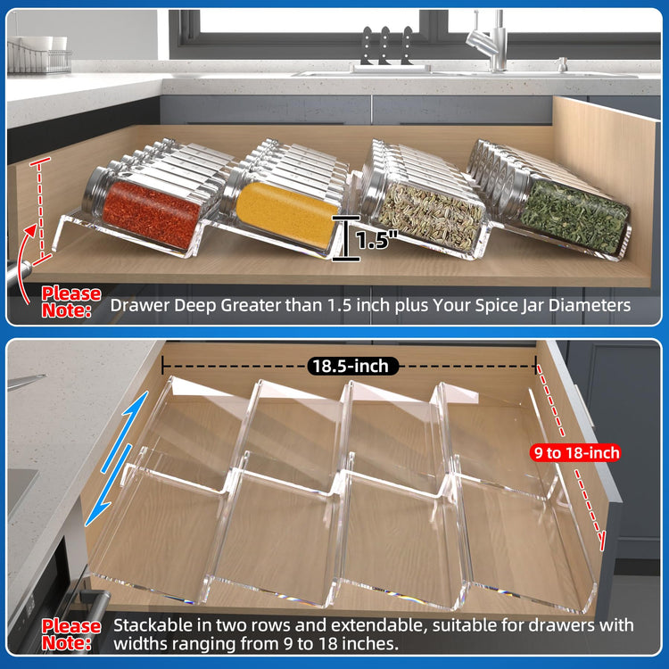 Clear Acrylic Spice Drawer Organizer (8 Count)