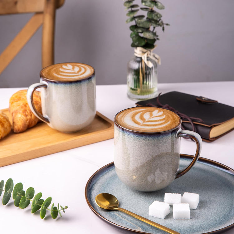 LERATIO 12OZ Ceramic Coffee Mugs Set of 6, Large Porcelain Coffee Cups With Large Handle For Latte,Cappuccino,Milk,Cocoa,|Dishwasher&Microwave Safe Mug Sets,Ideal for Man,Woman,Dad, Mom