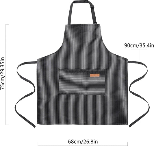 2 Pack Cooking Aprons Adjustable Bib Apron for Women with 2 Pockets, Kitchen Restaurant Men Chefs Aprons