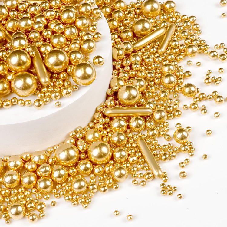 Gold Pearl Rods Sprinkles for Cake Decorating (5.29 Ounce)