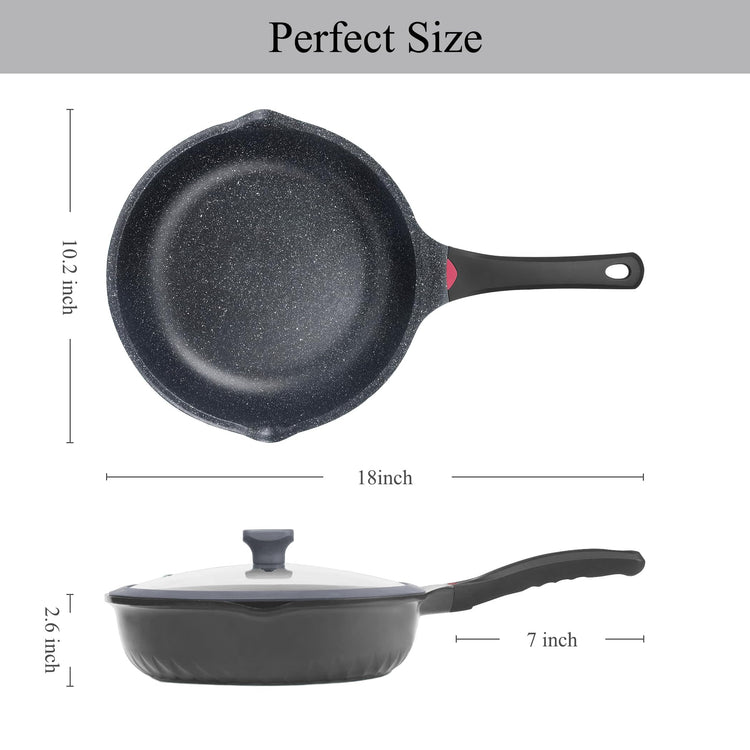 11 Inch 5QT Durable Deep Nonstick Skillet with Lid