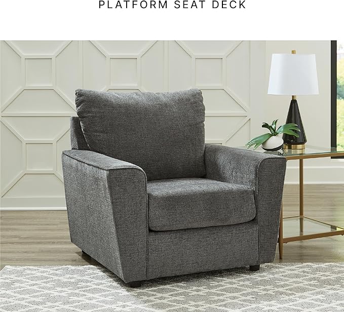 Signature Design by Ashley Stairatt Contemporary Square Upholstered Chair, Gray