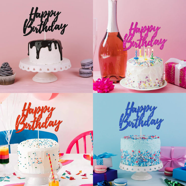 Happy Birthday Cake Toppers Dark Blue Glitter Birthday Cake Decoration Cake Baking Supplies 18th 30th 40th Birthday Cake Toppers For Boys Girls Men Women Birthday Party Photo Booth Props