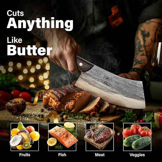 COOLINA Altomino Handmade Chef Knife, 7.1 in High Manganese Clad Steel Blade, for Slicing Meat and Vegetables