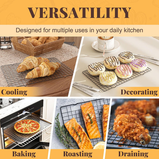 Cooling Racks for Cooking and Baking - 2 PCS 10" x 15" Grid Wire Baking Rack for Oven Cooking, Baking, Grilling, Roasting -Dishwasher Safe Bacon Rack- Fits Jelly Roll Cookie Sheet Pan - Nestoria