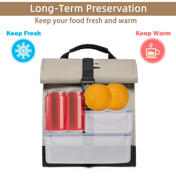 Insulated Lunch Bag Rolltop Lunch Box Tote Bag for Women