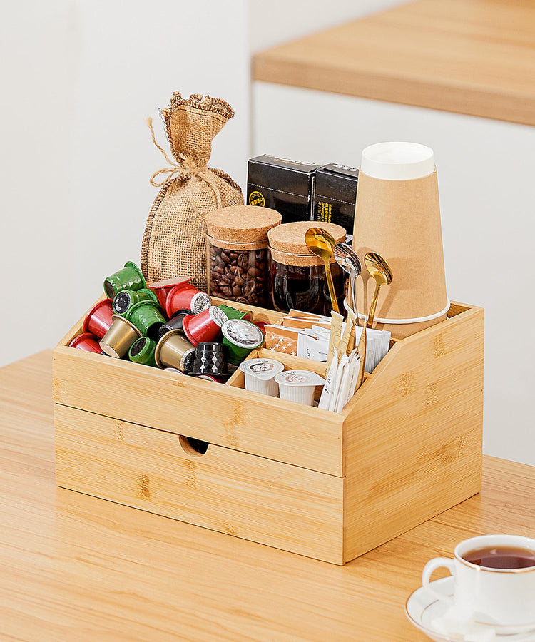 Coffee Bar Organizer Countertop with Drawer