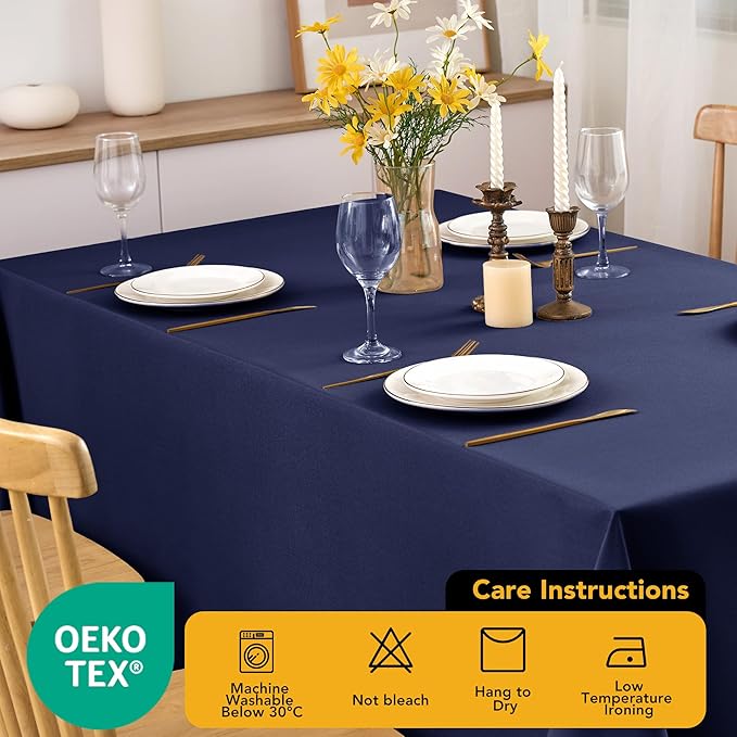 6-Pack Navy Blue Tablecloths for Square Tables, 70 x 70 Inches, Stain-Resistant Polyester Fabric for 3 Foot Tables - Washable Table Covers for Weddings, Banquets, Birthday Parties, Events