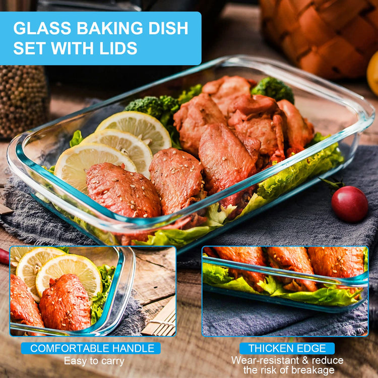 8 Pieces Glass Baking Dish with Lids