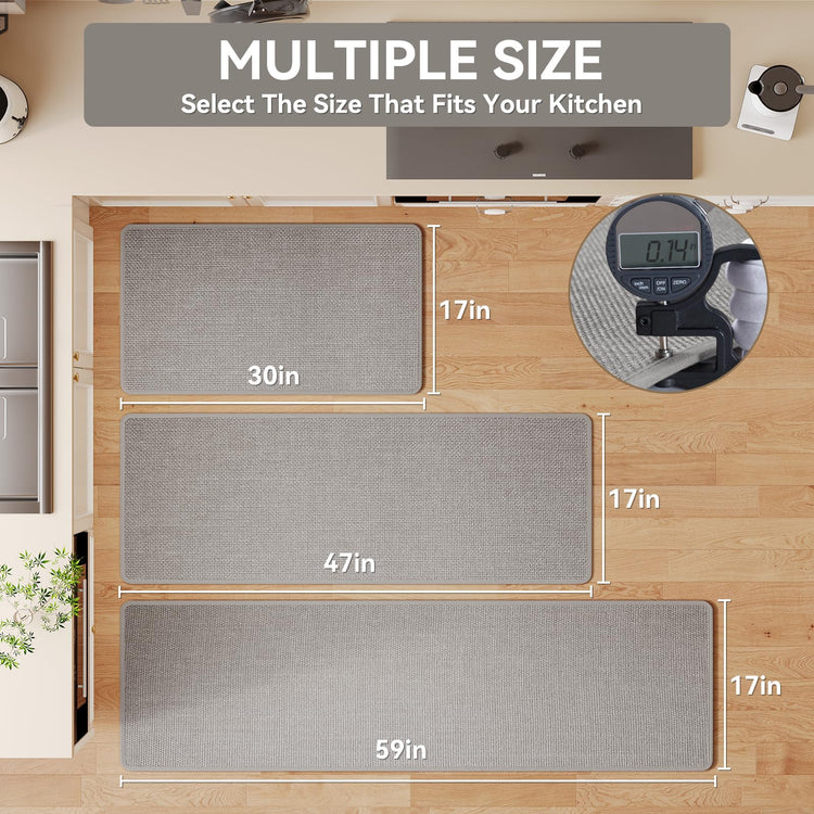 Long Kitchen Runner Rugs Kitchen Mat Non Slip Washable Gray 17"x59"