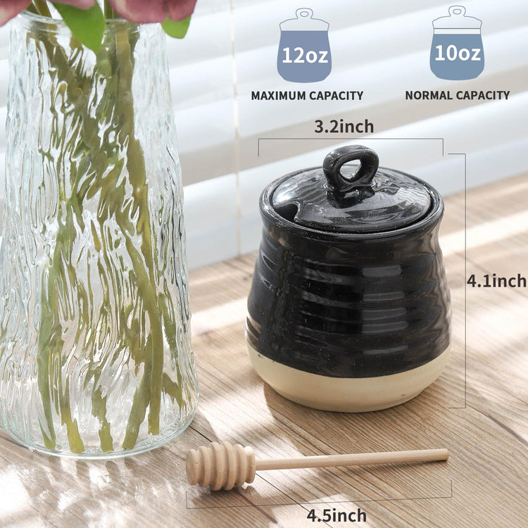 Ceramic 12 Ounce Honey Jar and Dipper Set