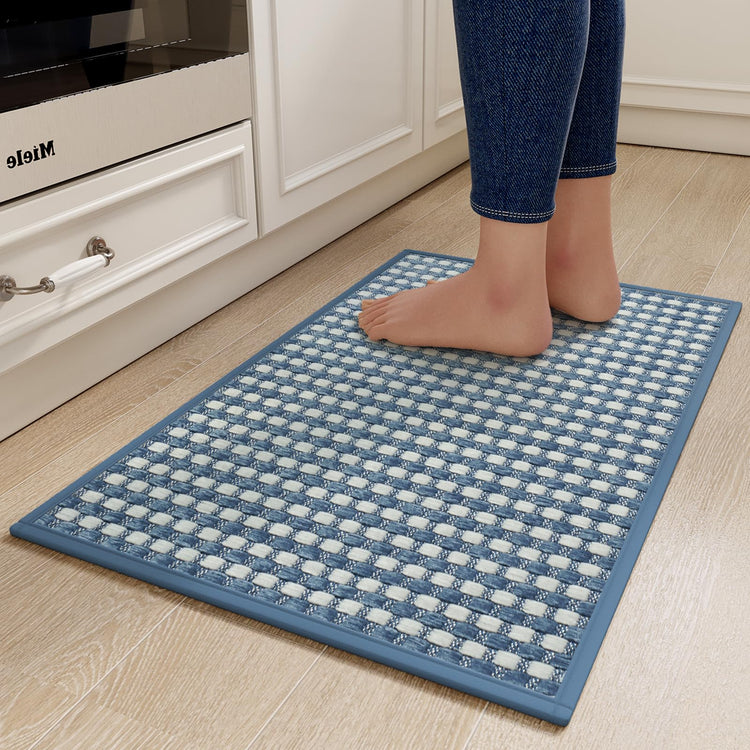 Kitchen Rugs Kitchen Mats for Floor Non Slip Washable Blue 17"x30" (4.065 Sq Ft)