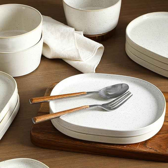 Stone Lain Cairo 24-Piece Dinnerware Set Stoneware, Plates and Bowls Set, Microwave and Dishwasher Safe, Includes Dinner and Salad Plates, Cereal Bowls, Dish for 8, White Speckled