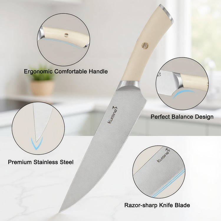 Upgraded Knife Set High Carbon Stainless Steel Super Sharp Blade Ergonomic Rivet Handle (15 Count)