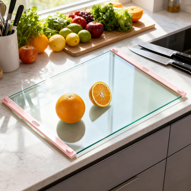2PCS Glass Cutting Board with Silicone Grip (2 Count)