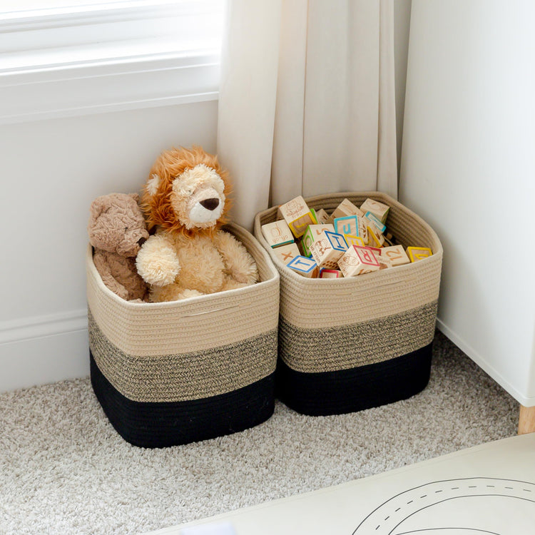 Storage Cubes 11 Inch Cotton Rope Woven Baskets for Organizing (3 Count)
