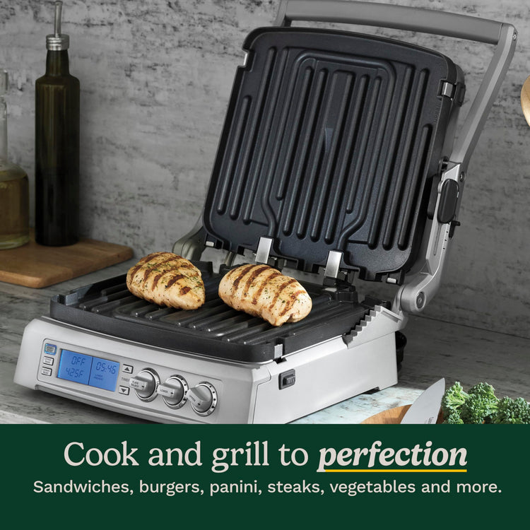 6-in-1 Elite Griddler, Electric Grill, Griddle & Top Melt, 500°F Temperature Sear Function, LCD Screen, Dishwasher-Safe Cooking Plates, GR-300WSP1, Stainless Steel