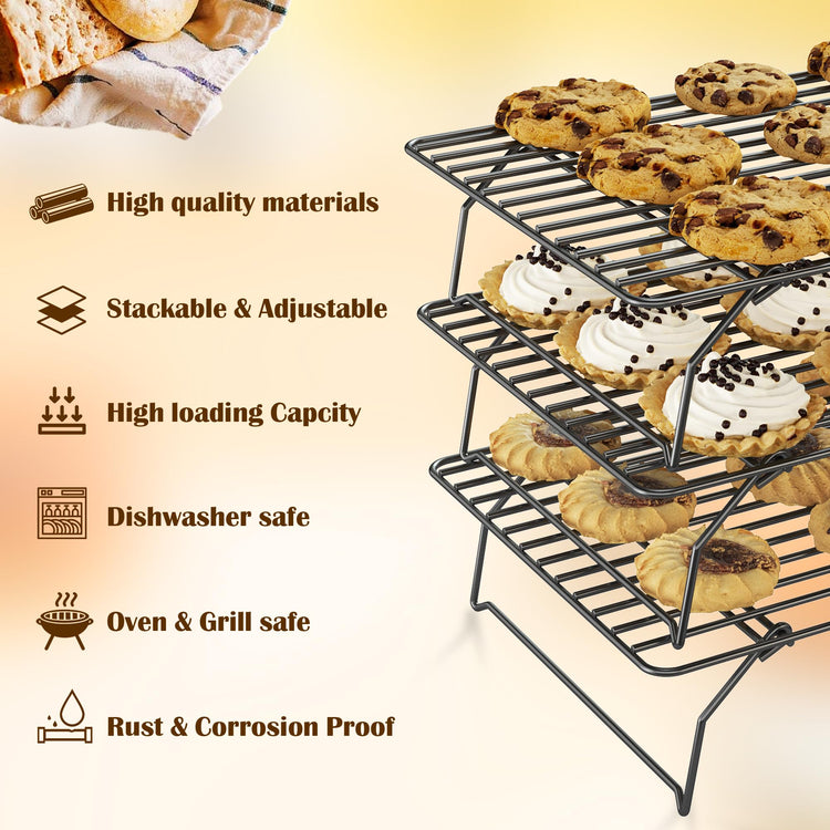 3 Tier Stackable Cooling Rack for Batch Cooling Cookie