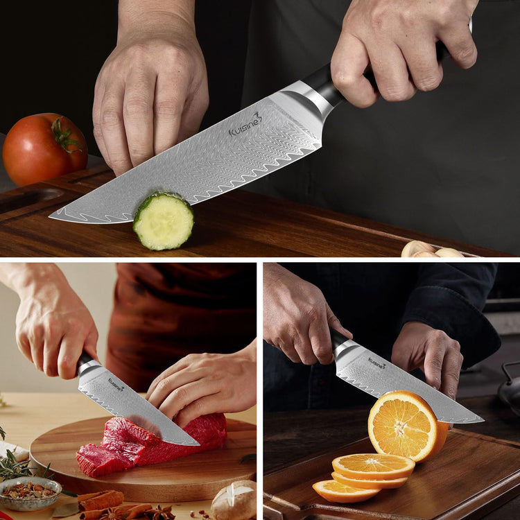 14 Piece Damascus Knife Set with Block