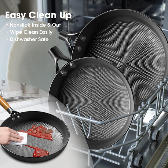 imarku Frying Pan Set - 10 &12inch Pot Set with Removable Handle Honeycomb Cast Iron Skillets, Large Frying Pans Nonstick Dishwasher Safe, Oven Safe Kitchen Pans for Cooking, Best Gifts for Women/Men - Nestoria