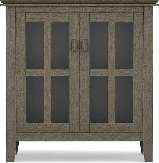 SIMPLIHOME Artisan SOLID WOOD 30 Inch Wide Contemporary Low Storage Cabinet in Farmhouse Grey, For the Living Room, Entryway and Family Room