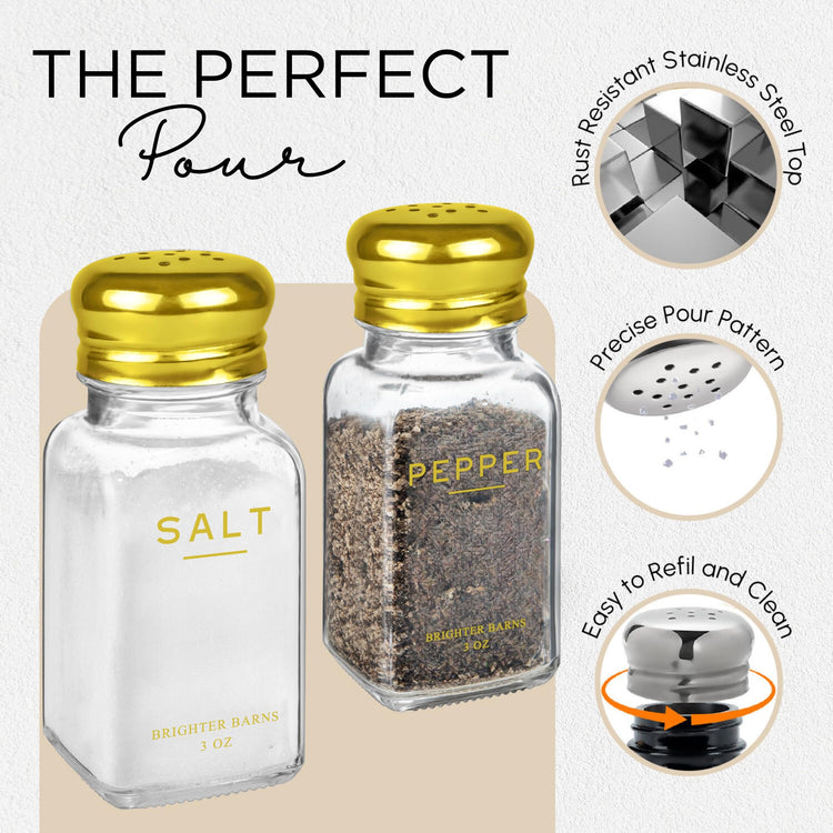 Gold Salt and Pepper Shakers Set by Brighter Barns